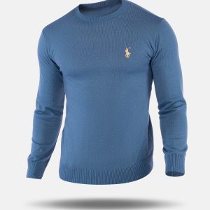 پلیور بافت مردانه یقه گرد آبی Polo مدل 32630