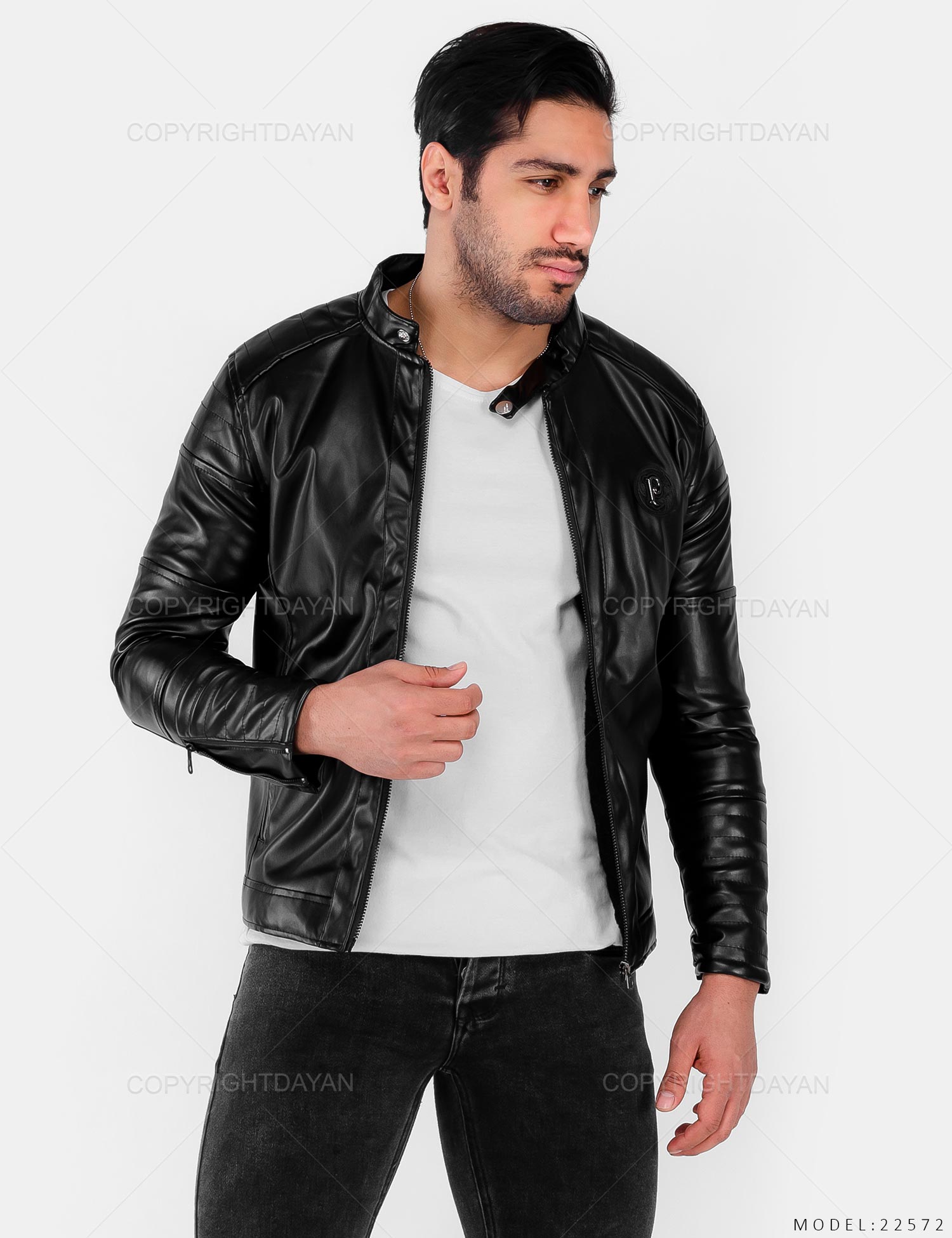 کاپشن چرمی مردانه Damon مدل 22572