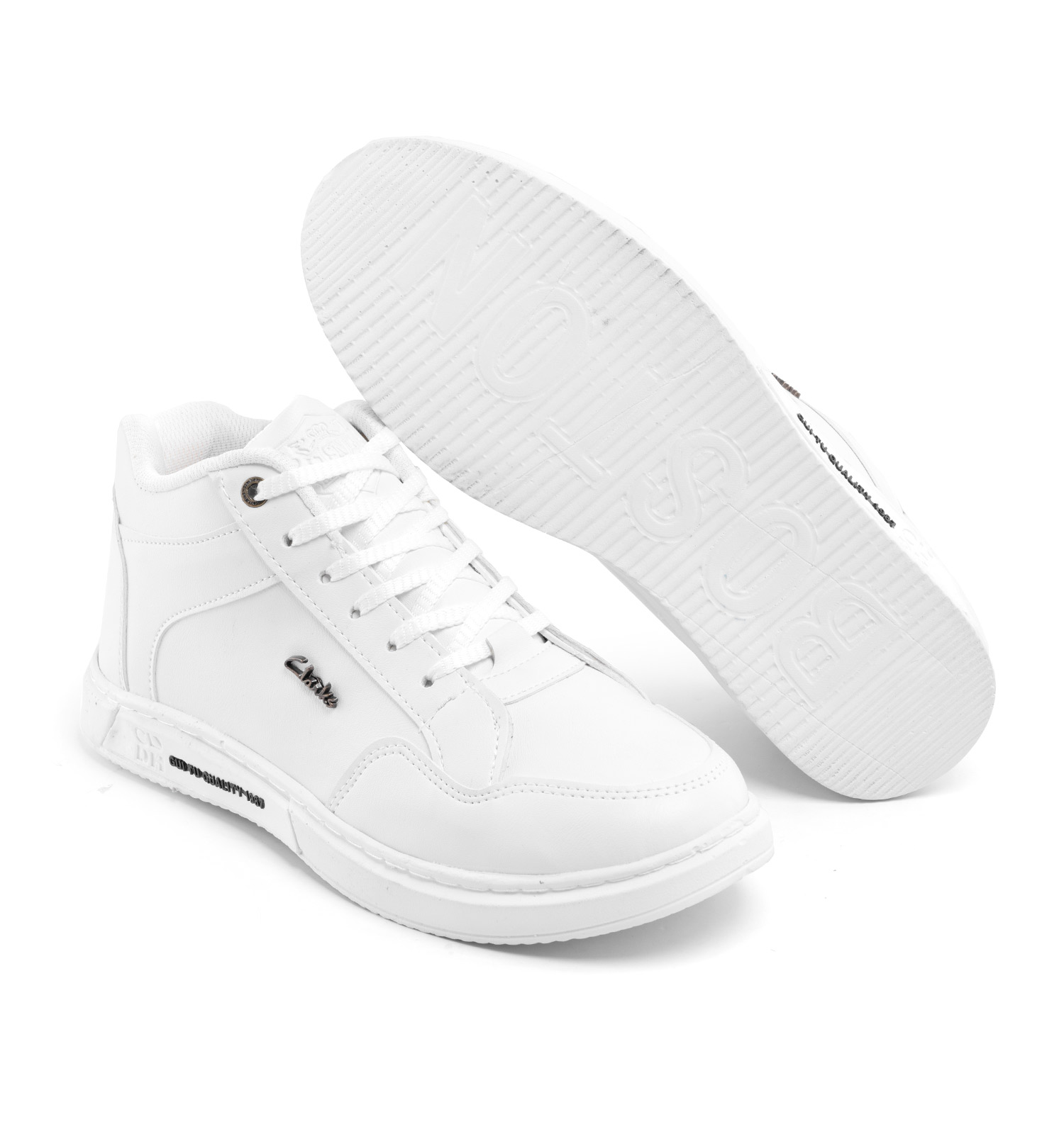 کفش ساقدار چرم مصنوعی مردانه سفید بنددار Clarks مدل 41010