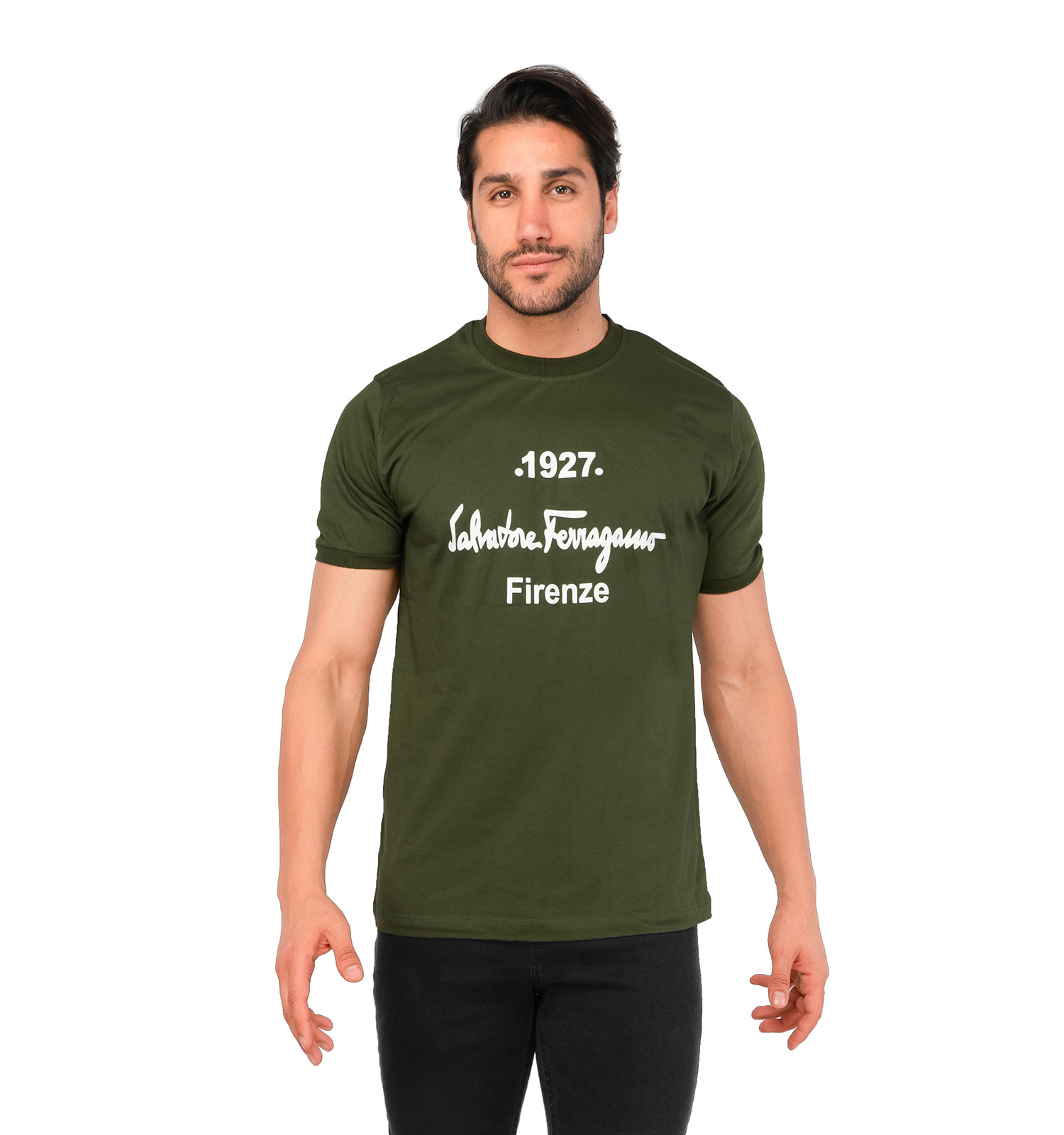 تیشرت Ferragamo یقه گرد مردانه پنبه ساده مدل 44720
