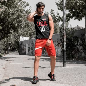 ست رکابی شلوارک Nike مردانه مشکی مدل USA10
