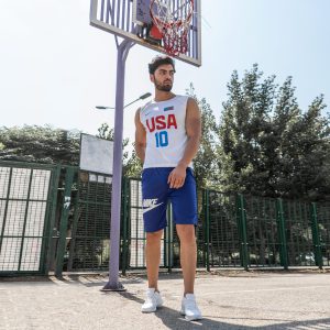 ست رکابی شلوارک Nike مردانه سفید مدل USA10
