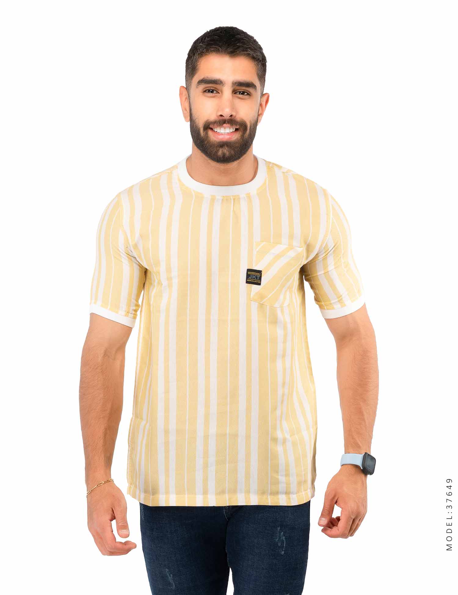 تیشرت مردانه کنفی راه راه Nika مدل 37649