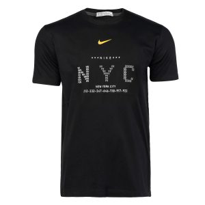 تیشرت Nike یقه گرد مردانه مشکی پنبه طرحدار مدل 45215