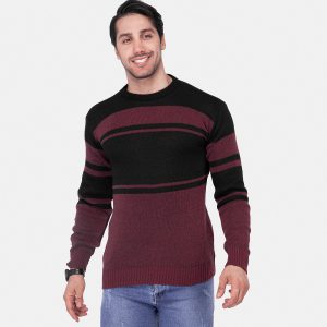پلیور بافت مردانه دو رنگ یقه گرد Alma مدل 32599