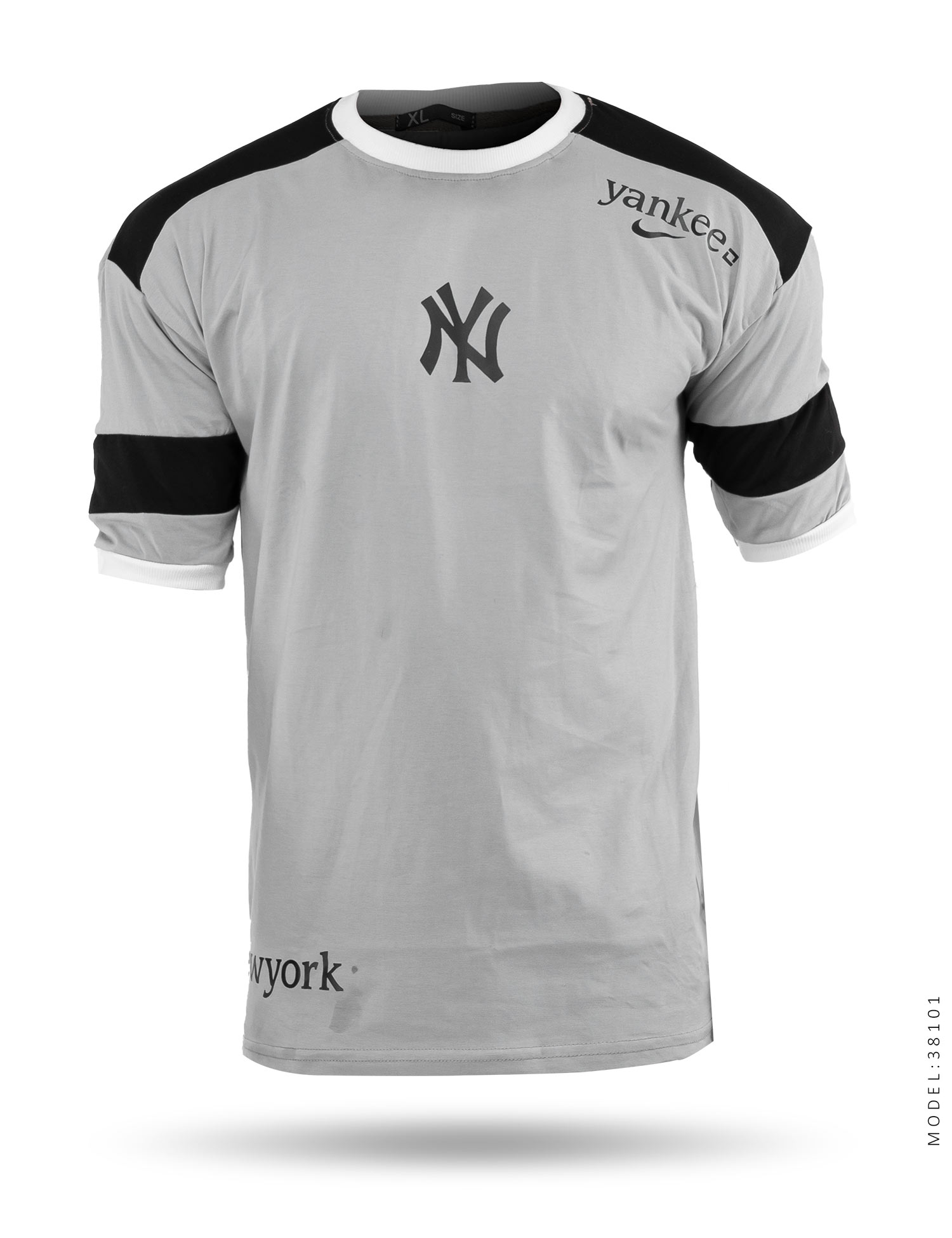 تیشرت مردانه دو رنگ یقه گرد New York مدل 38101