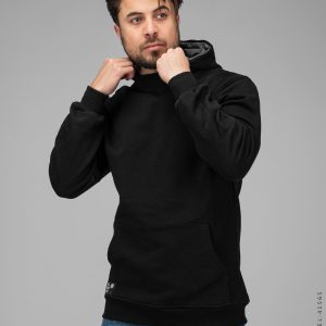 هودی کلاهدار مشکی ساده مدل 41565