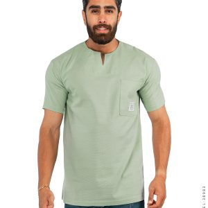 تیشرت مردانه یقه کوبایی Alma مدل 38983