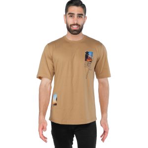 تیشرت یقه گرد مردانه پنبه طرحدار مدل 44553