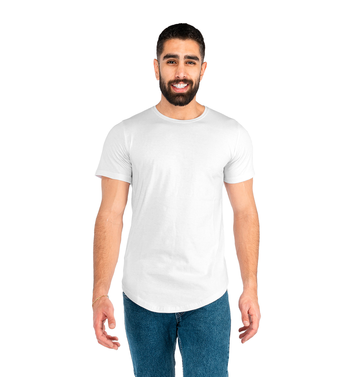 تیشرت یقه گرد مردانه سفید ساده مدل 42266