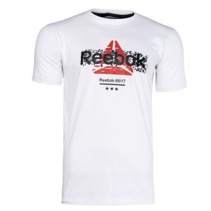 تیشرت Reebok یقه گرد مردانه سفید پنبه طرحدار مدل 45252