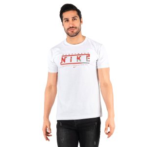 تیشرت Nike یقه گرد مردانه سفید ساده مدل 44107
