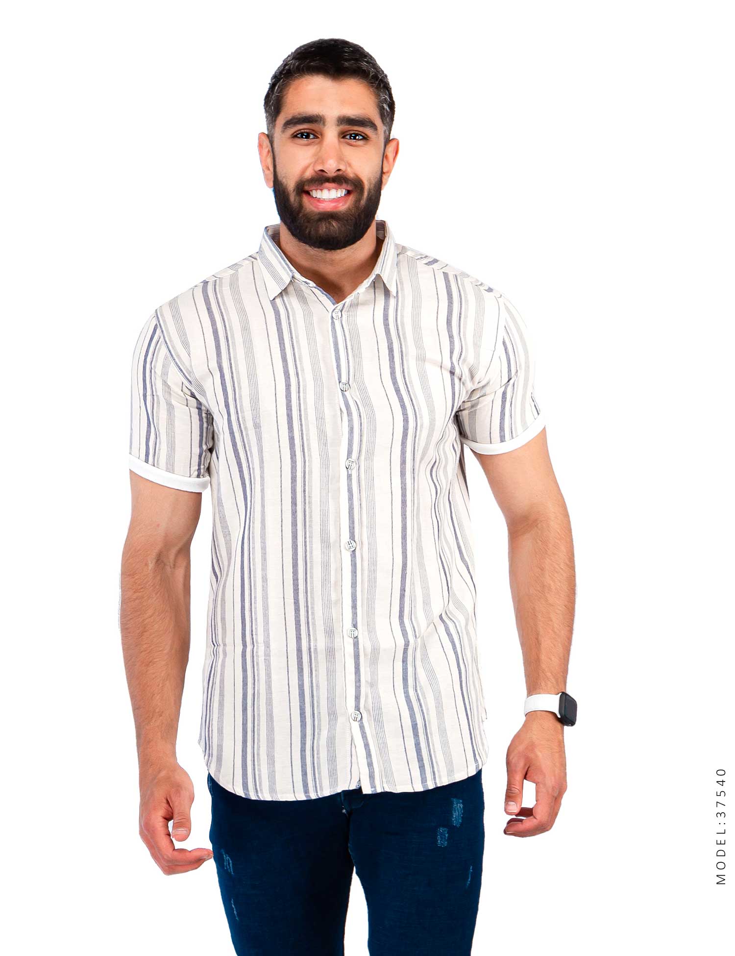 پیراهن مردانه راه راه Nika مدل 37540