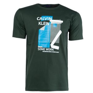 تیشرت Calvin Klein یقه گرد مردانه سفید طرحدار مدل 45198