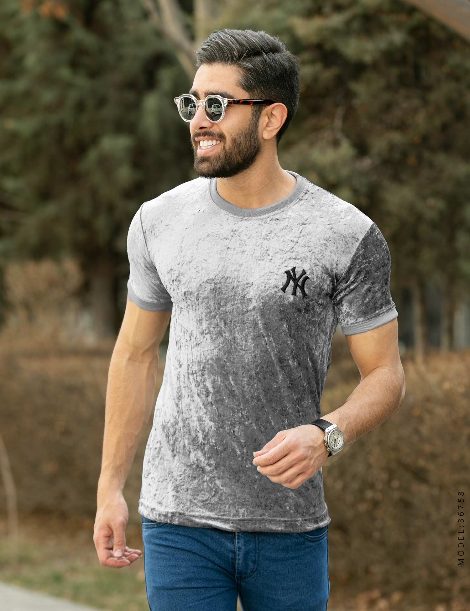 تیشرت مردانه یقه گرد New York مدل 36758