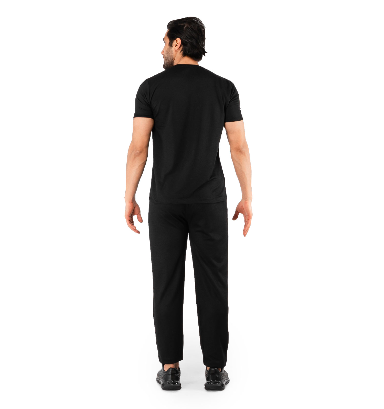 ست تیشرت شلوار مردانه آستین بلند مشکی Nike ساده یقه گرد مدل 44156