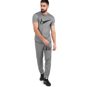 ست تیشرت شلوار مردانه طوسی Nike ساده یقه گرد مدل 42927
