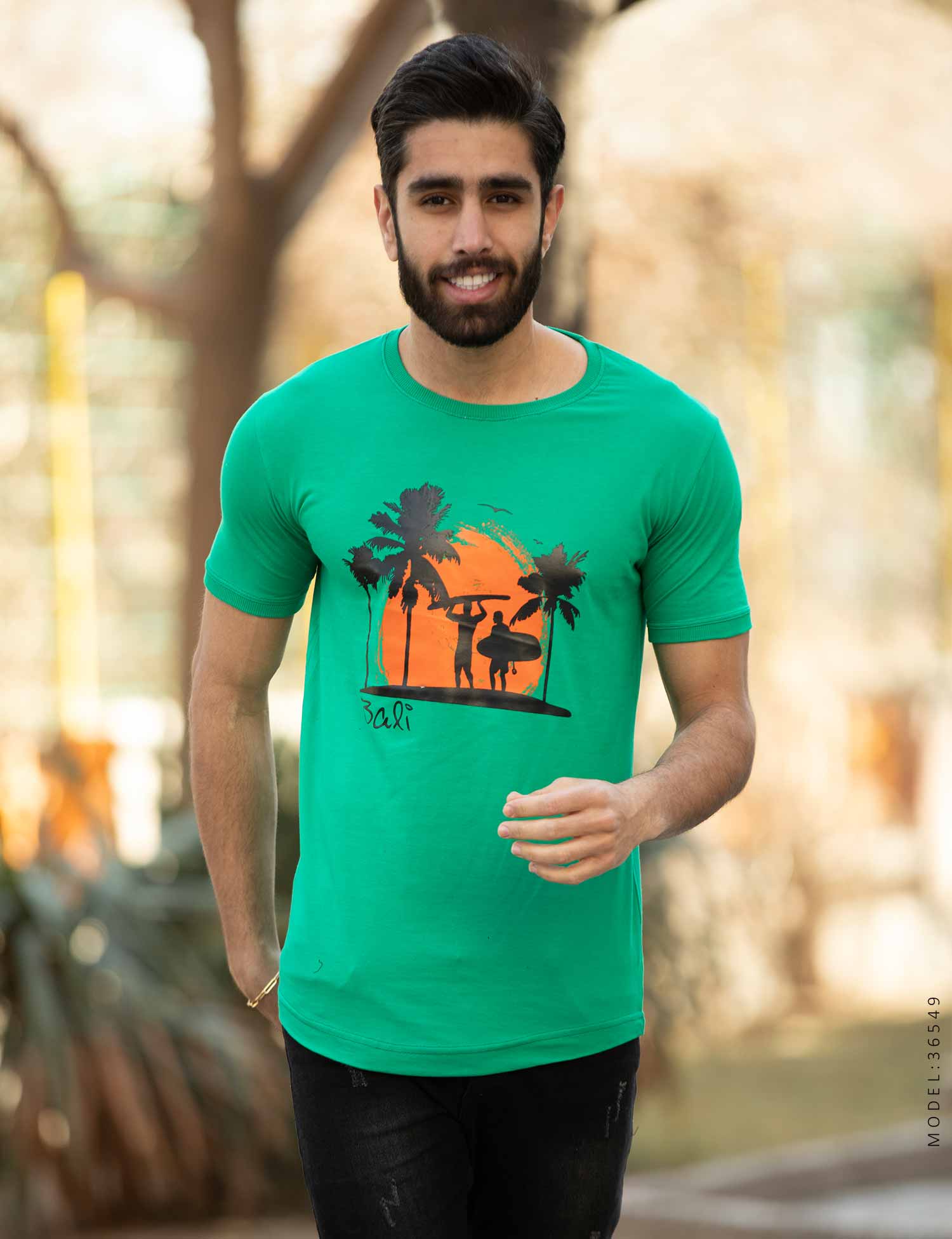 تیشرت آستین یقه کش بافت Batis مدل 36549