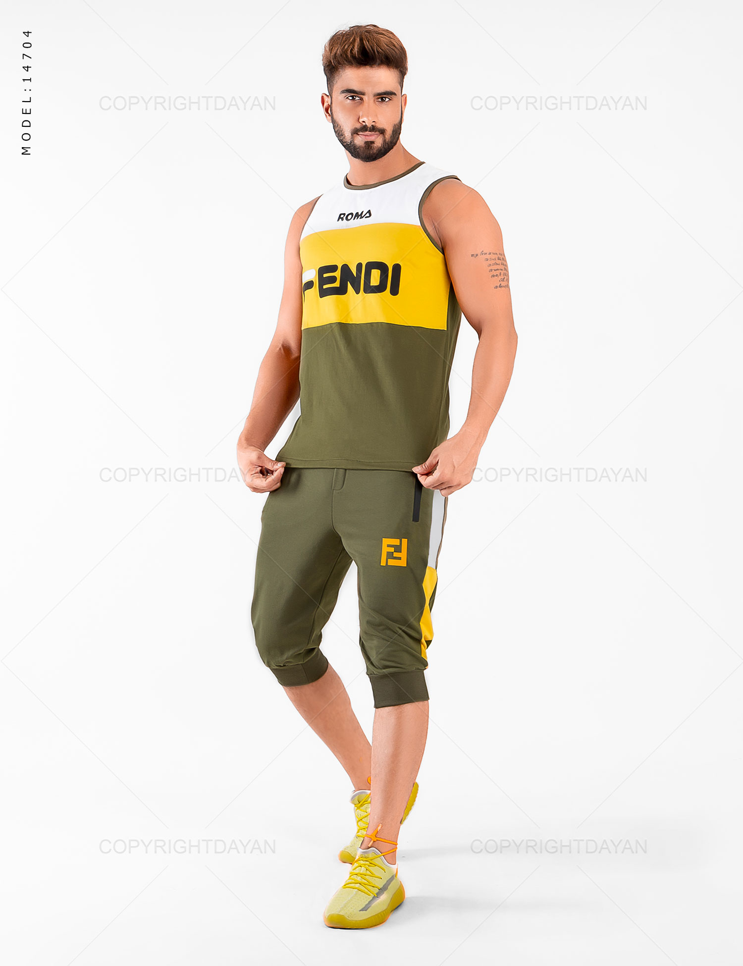 ست رکابی شلوارک مردانه Fendi مدل 14704