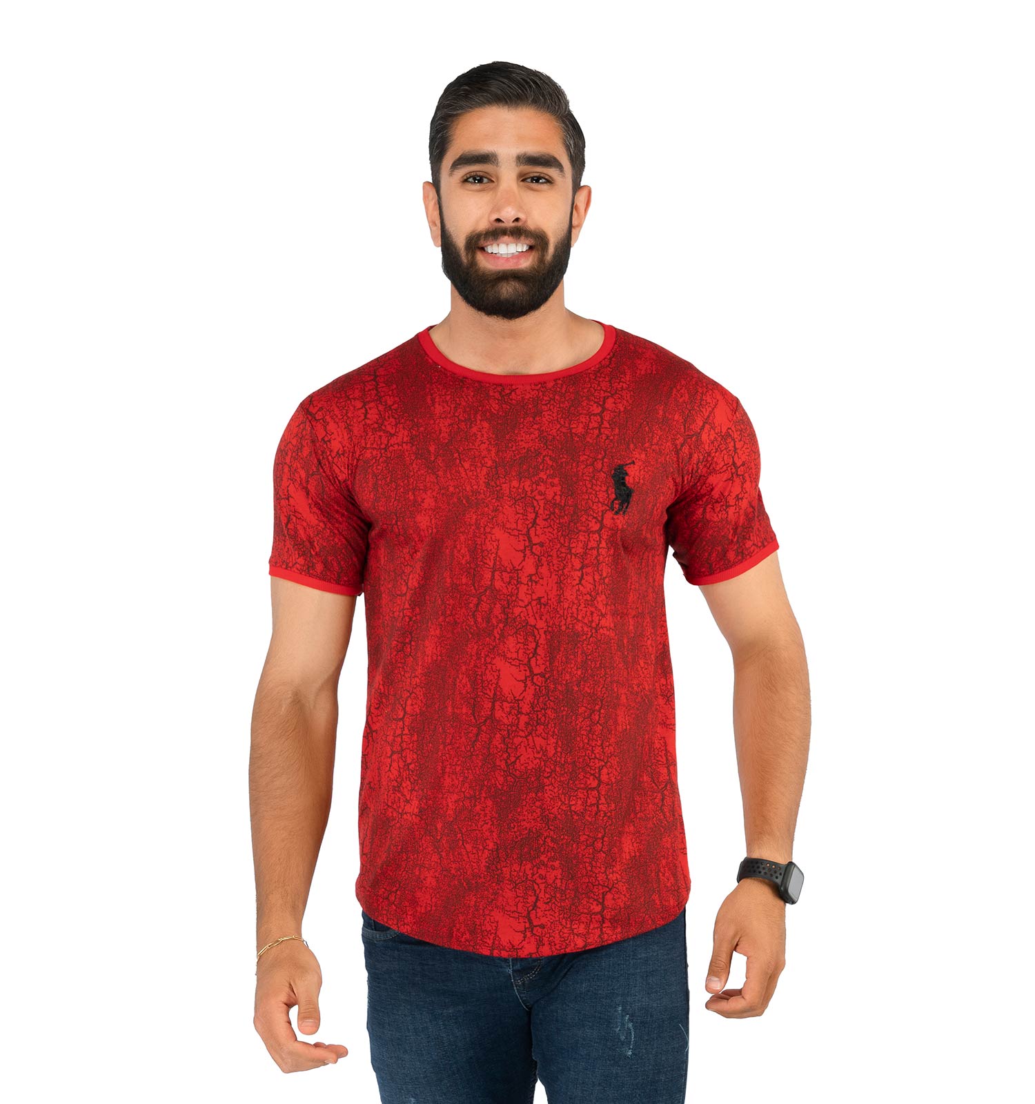 تیشرت مردانه طرحدار یقه گرد Polo مدل 38050