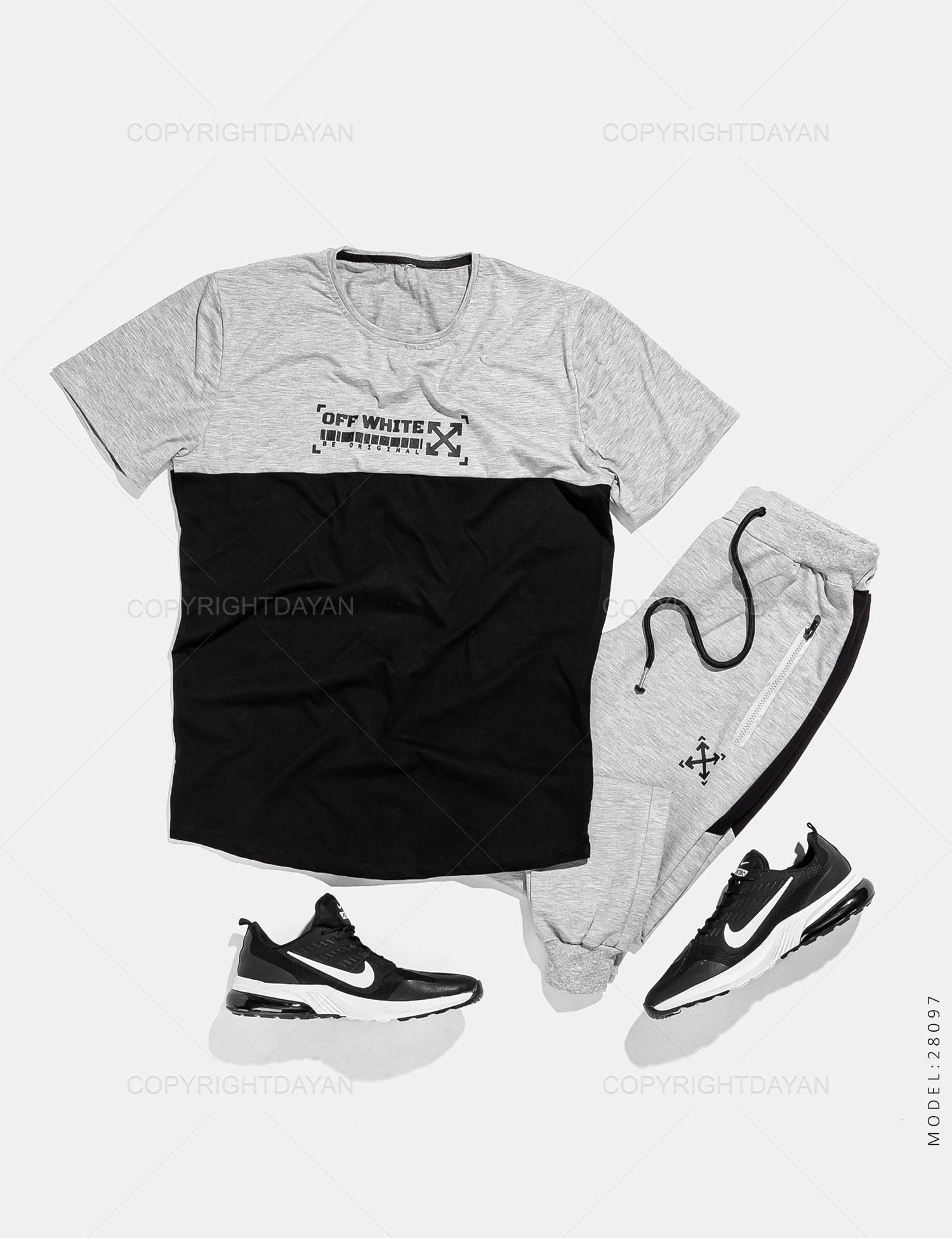 ست تیشرت شلوار مردانه Off – white مدل 28097