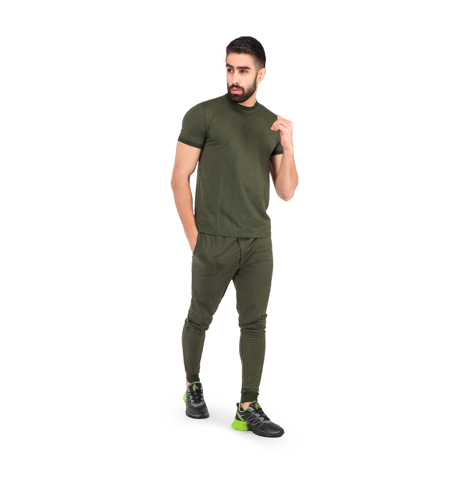 ست تیشرت شلوار مردانه آستین کوتاه Polo ساده یقه گرد مدل 43133