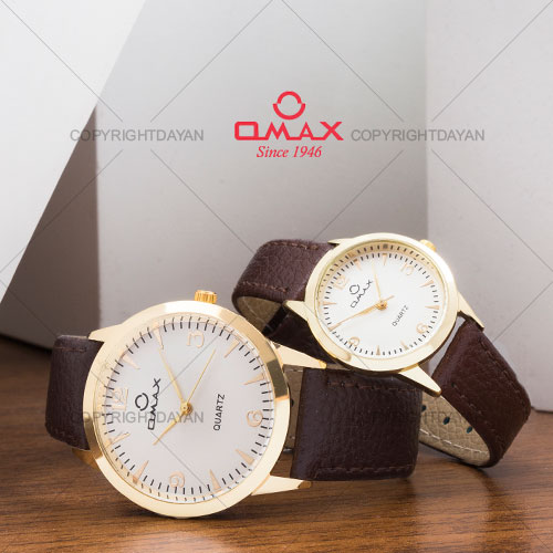 ست ساعت مردانه وزنانه Omax مدل Dozier (قهوه ای طلایی)