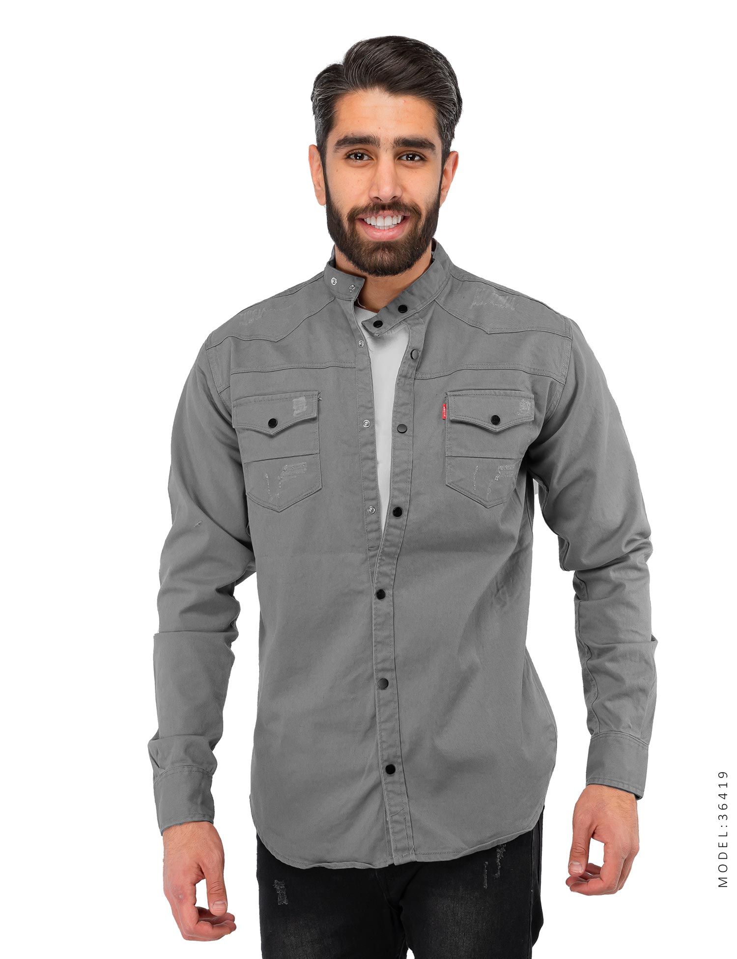 پیراهن یقه ایستاده دوجیب مردانه Lima مدل 36419