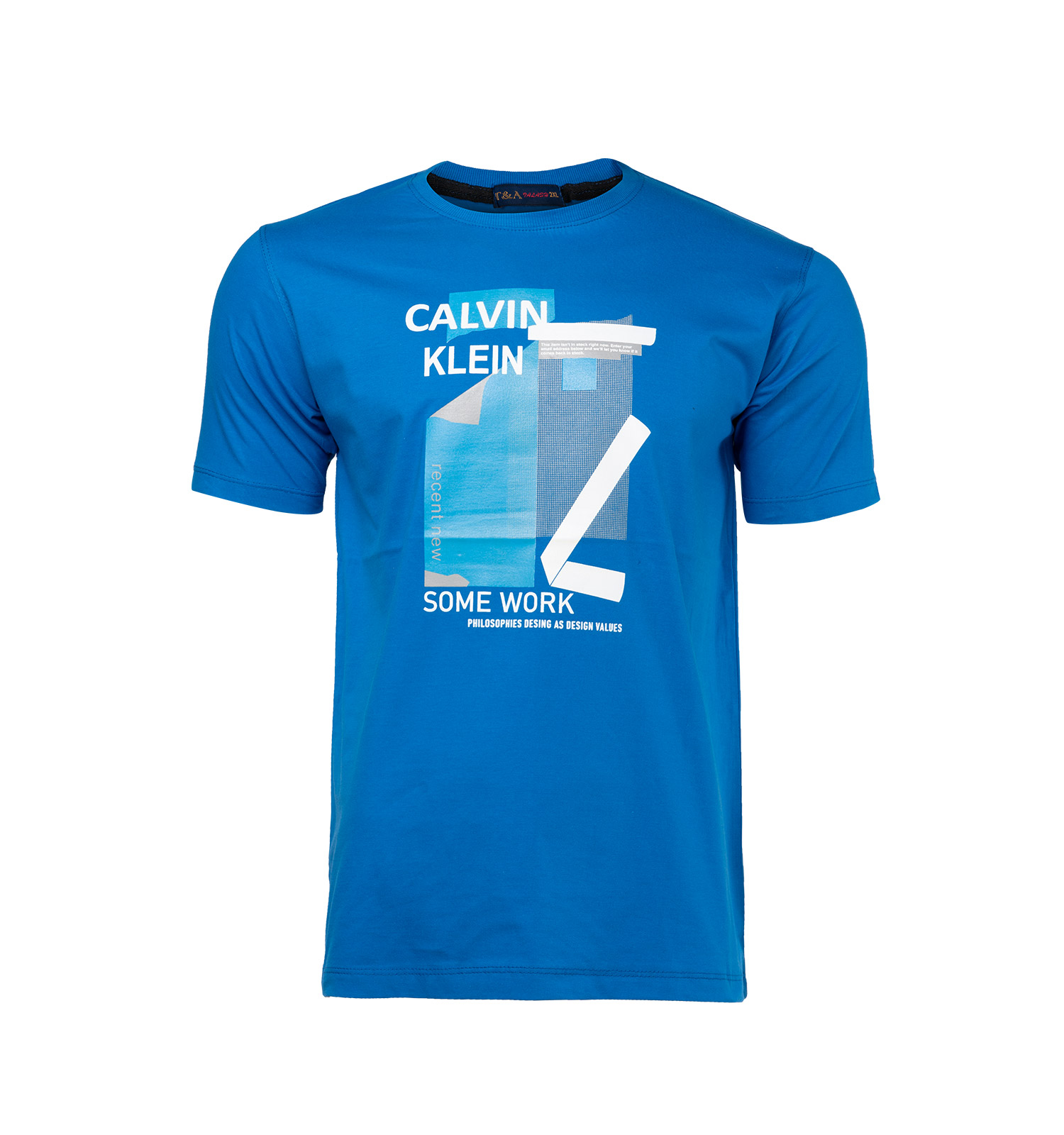 تیشرت Calvin Klein یقه گرد مردانه سفید طرحدار مدل 45199