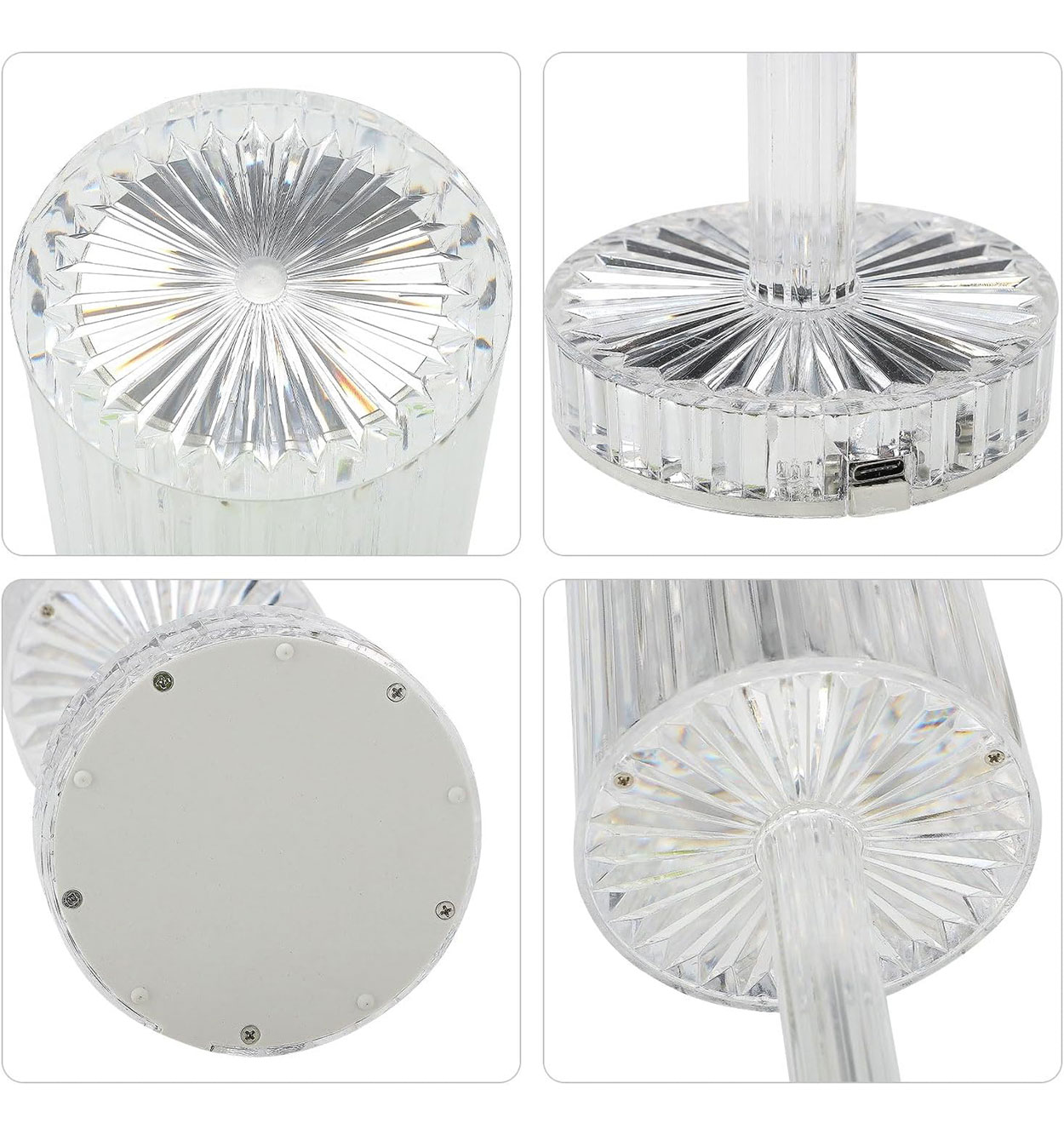 چراغ خواب لمسی شارژی کریستالی طرح آباژور مدل 42768