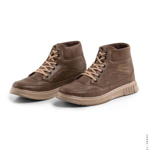 نیم بوت چرم مصنوعی مردانه قهوه ای Lacoste اسپرت بند دار مدل 38841