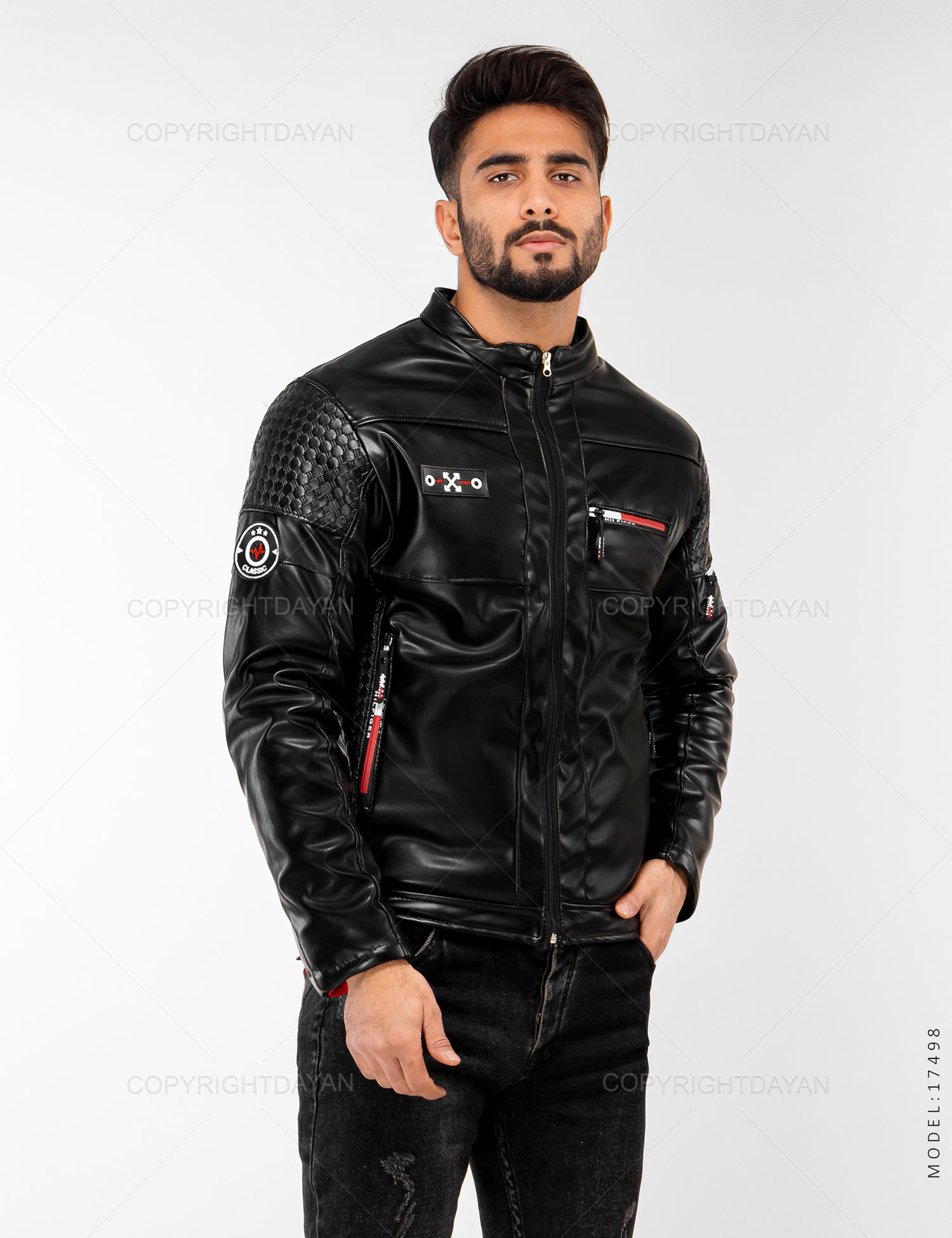 کاپشن چرم مردانه Off White مدل 17498