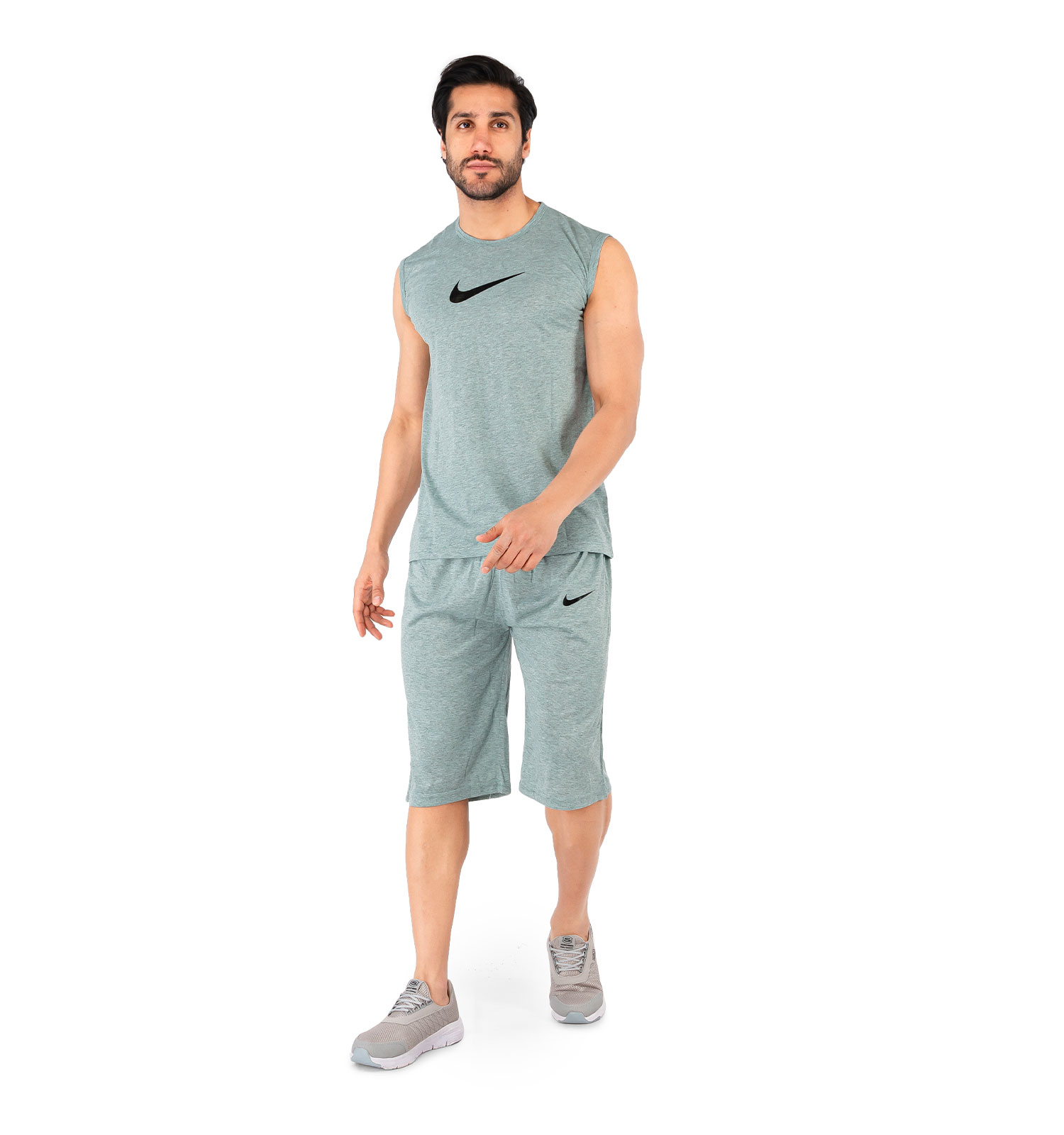 ست رکابی شلوارک مردانه آستین حلقه ای Nike ساده یقه گرد مدل 44165
