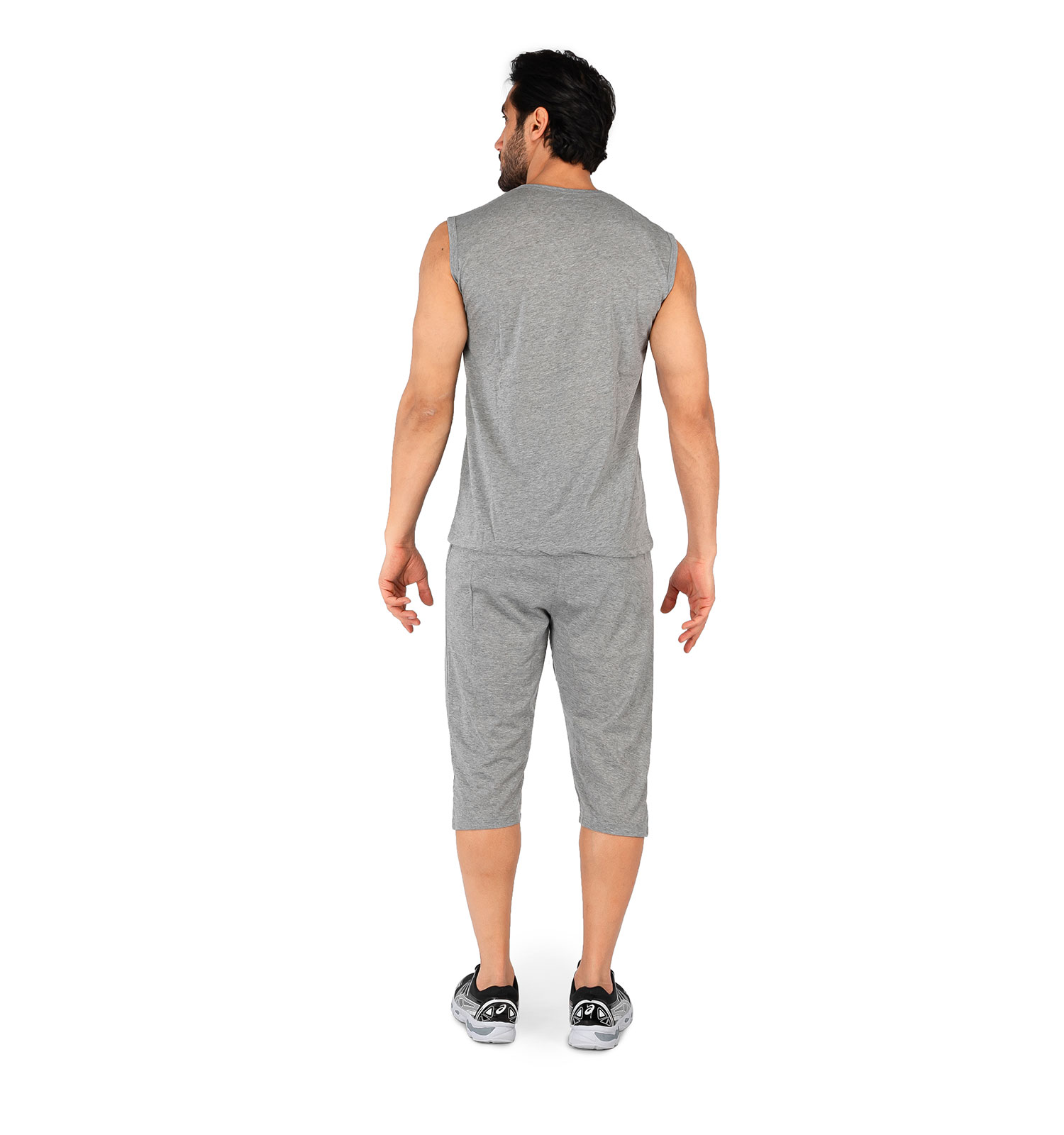 ست رکابی شلوارک مردانه آستین بلند طوسی Reebok ساده یقه گرد مدل 43897