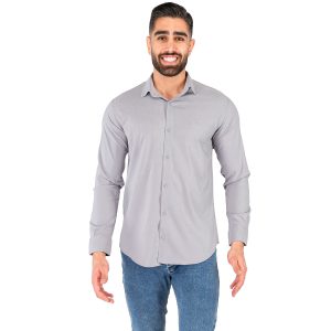 پیراهن نخی مردانه آستین بلند ساده مدل 43815