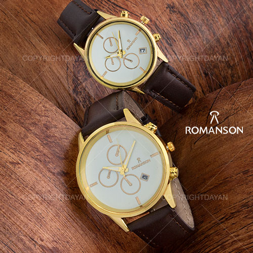 ست ساعت مردانه زنانه Romanson مدل W 3258 (قهوه ای)