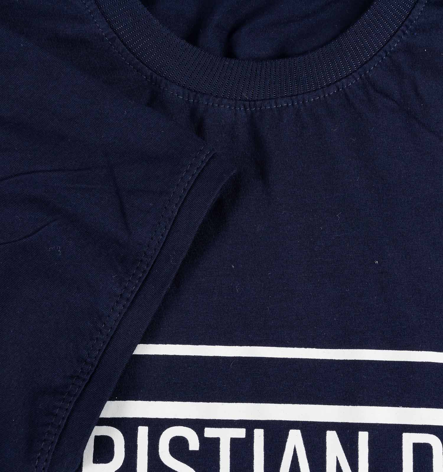 تیشرت Chiristian Dior یقه گرد مردانه سرمه ای ساده مدل 43731