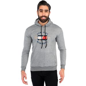 هودی مردانه کلاهدار طوسی روشن Tommy مدل 41801