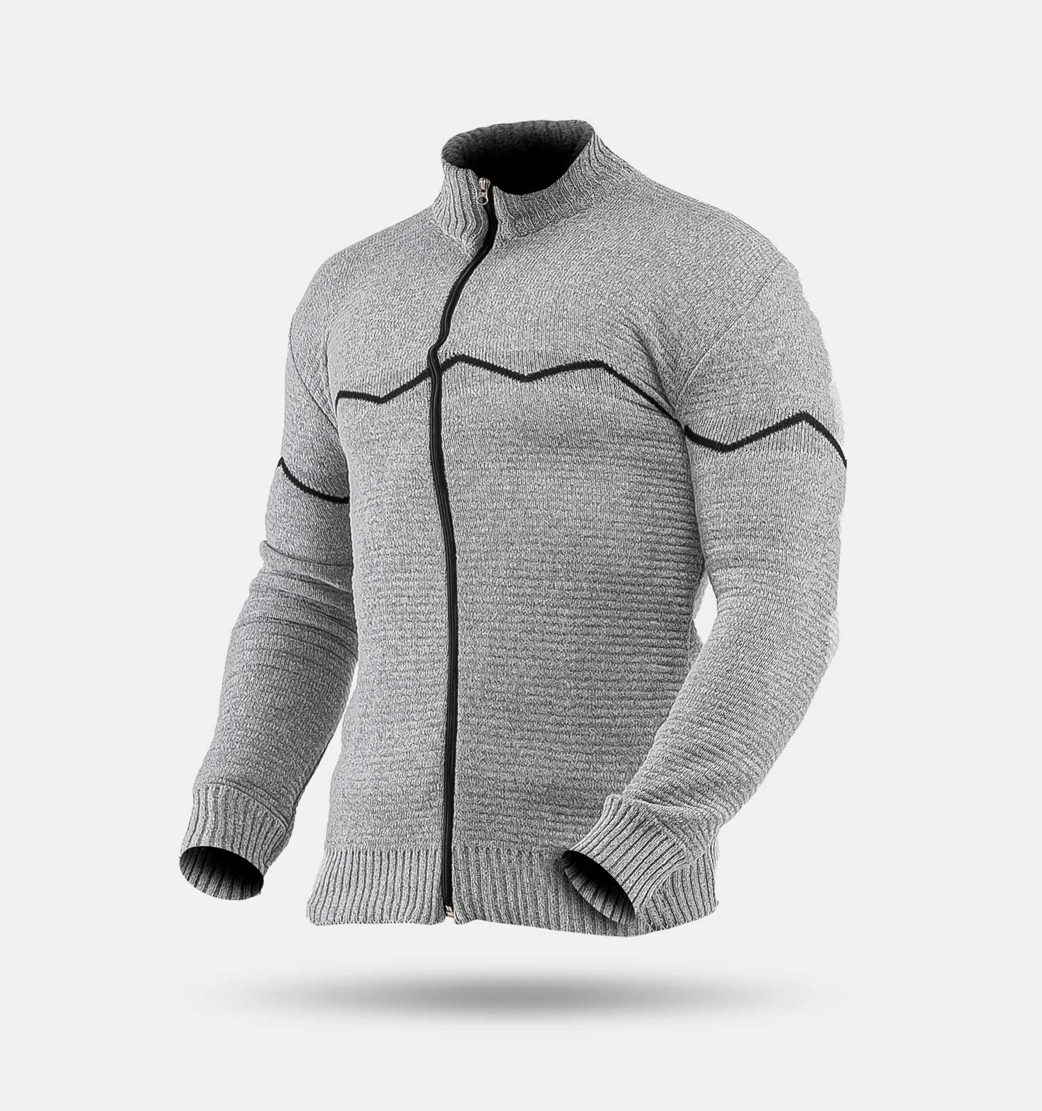 ژاکت بافت مردانه زیپ دار یقه ایستاده Lima مدل 32476