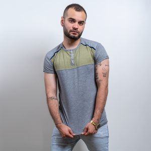 تیشرت مردانه طوسی تیره سبز مدل Ratim T