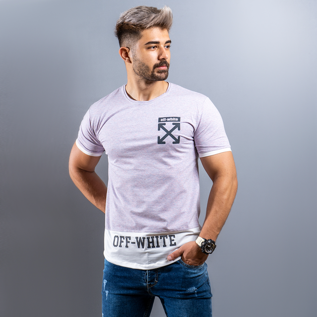 تیشرت Off-White مردانه یاسی مدل Clold T