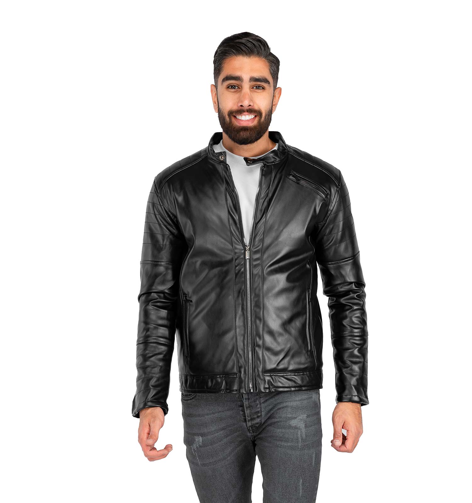 کاپشن چرم مردانه آستین زیپ دار Stark مدل 39851