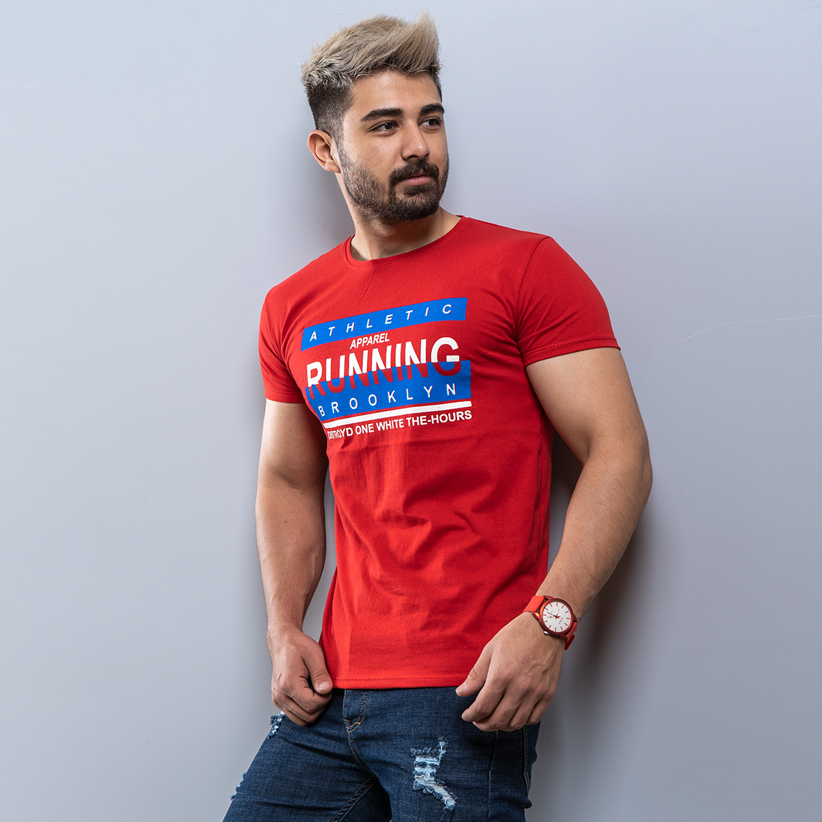 تیشرت مردانه قرمز مدل running T