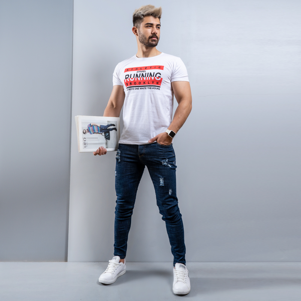 تیشرت مردانه سفید مدل running T