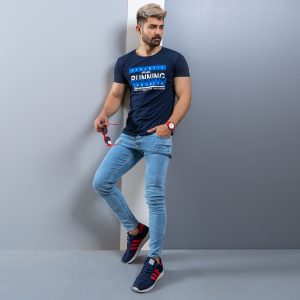 تیشرت مردانه سرمه ای مدل running T