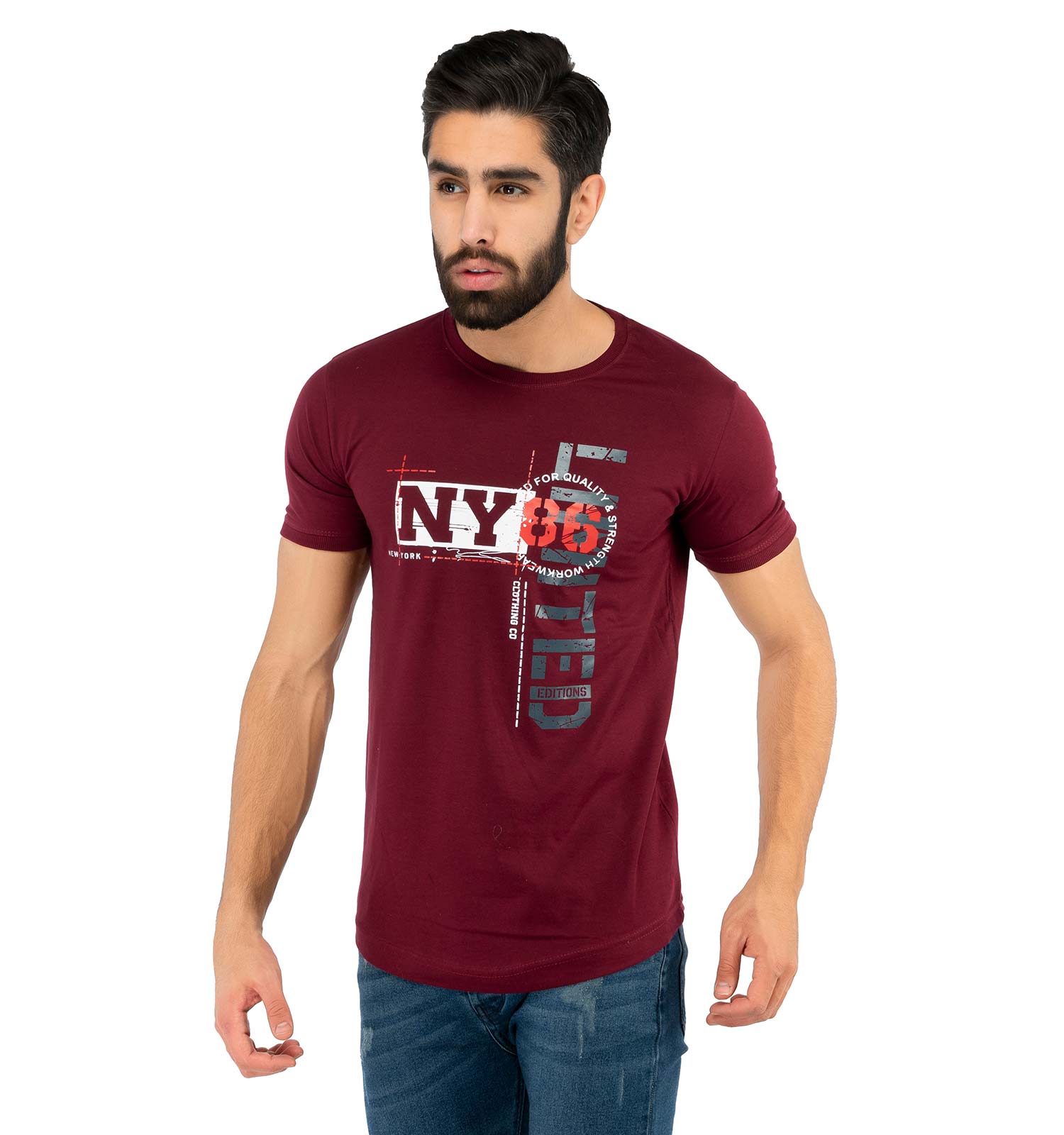 تیشرت آستین یقه کش بافت New York مدل 36495