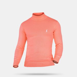 پلیور بافت مردانه یقه اسکی صورتی Polo مدل 32587