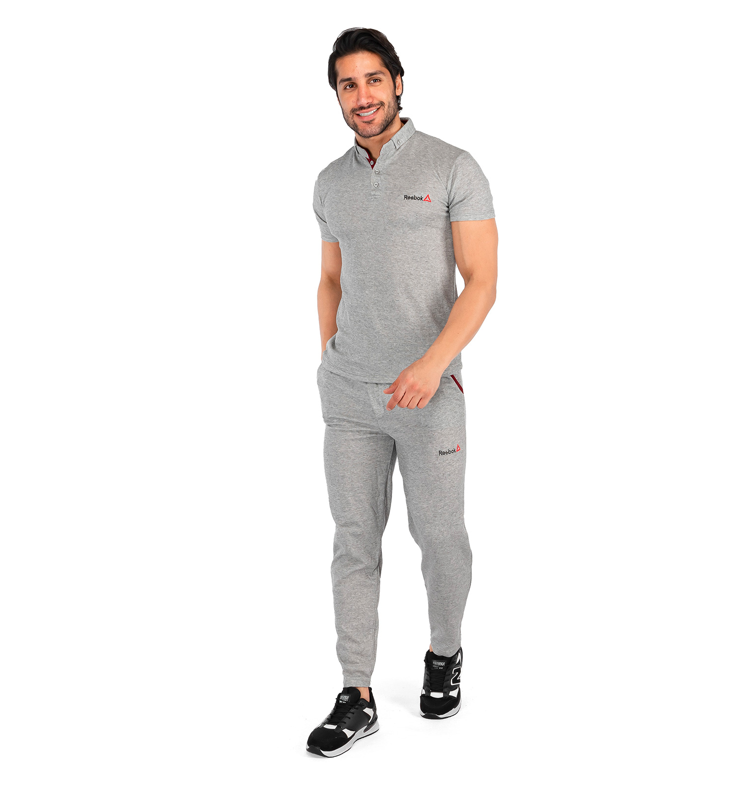 ست تیشرت شلوار مردانه Reebok ساده طوسی مدل 42892