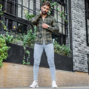 پیراهن چهار خونه سبز T مردانه مدل Malin