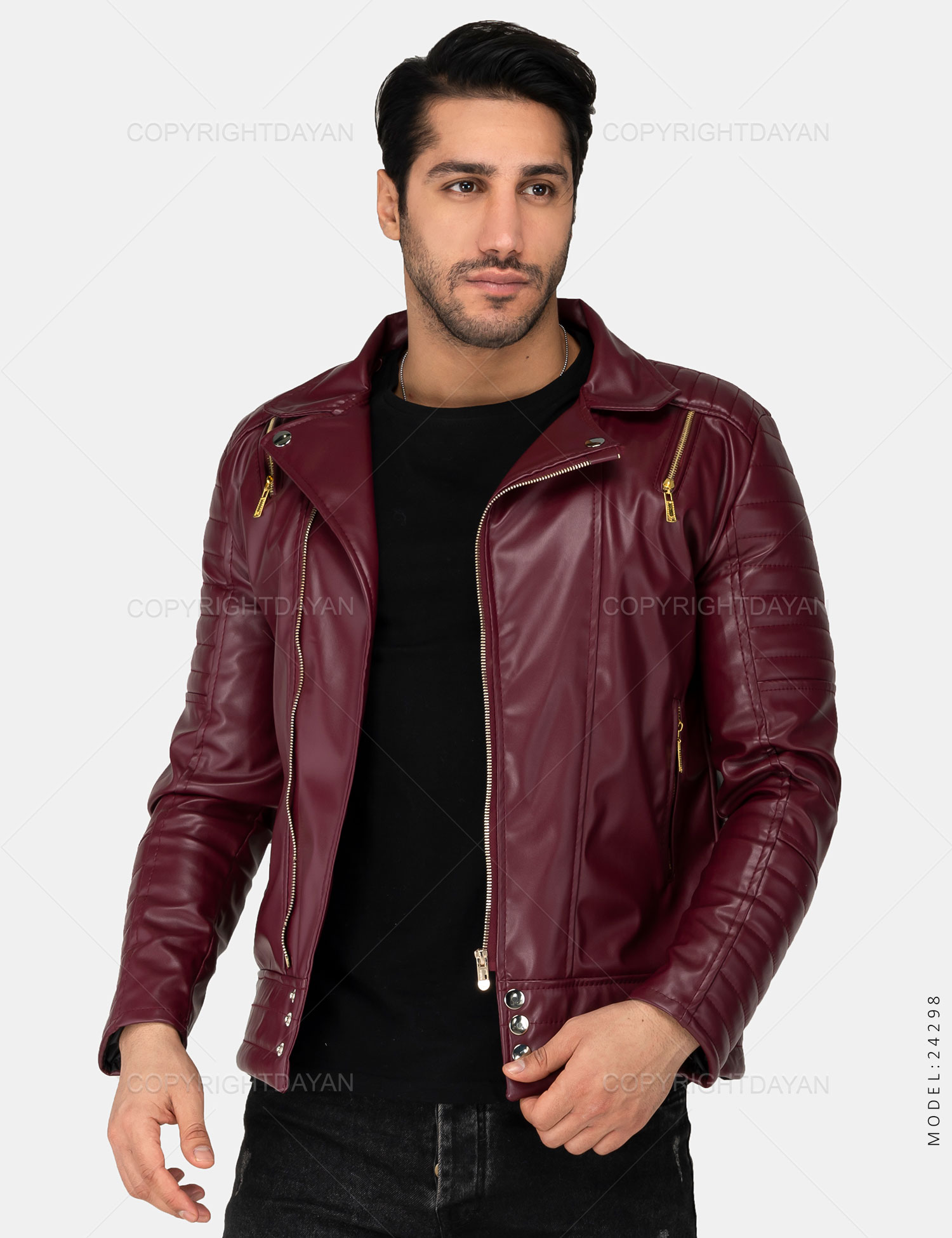 کاپشن چرمی مردانه Sevin مدل 24298